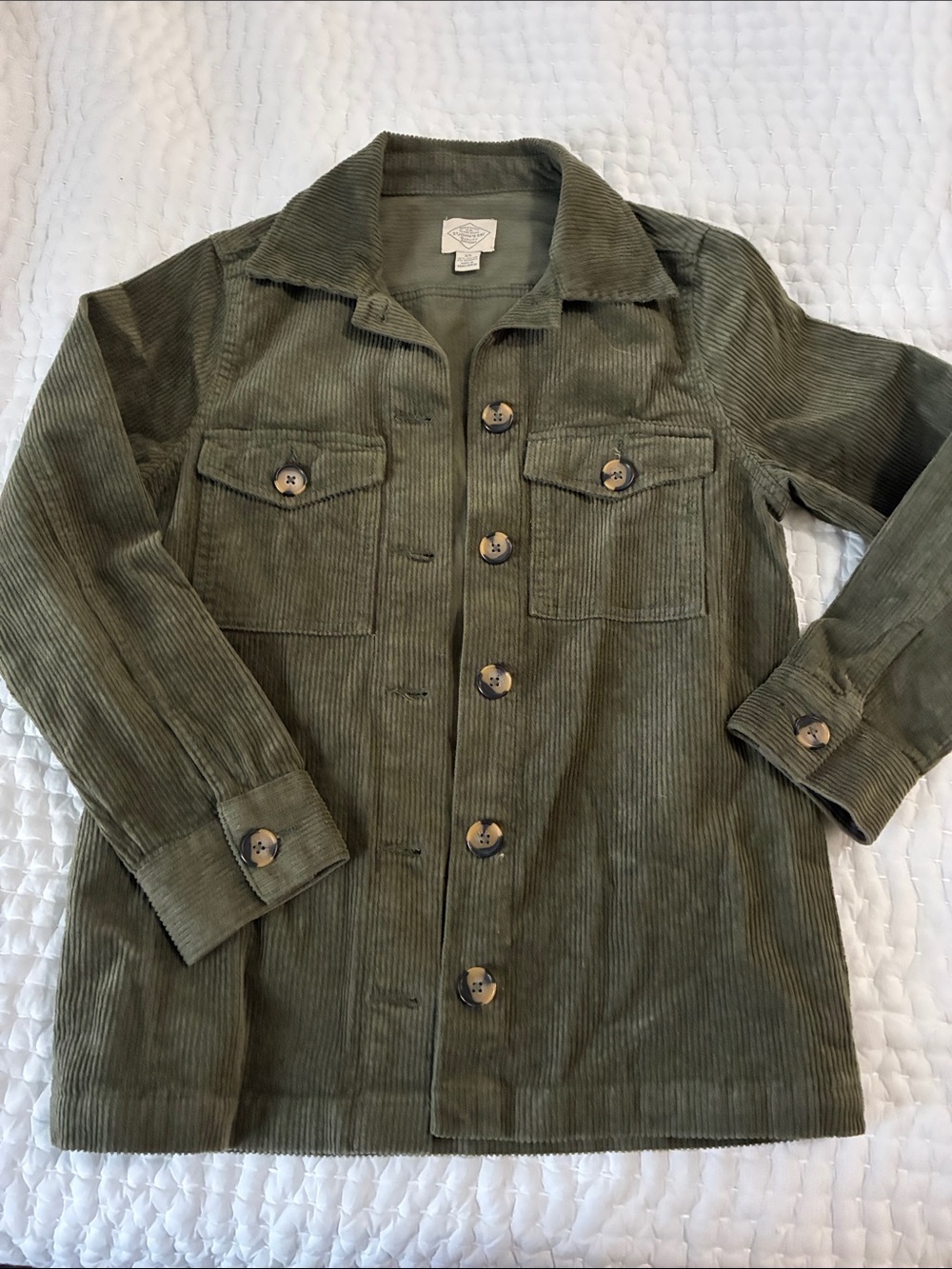 St. John's Bay Olive Green Corduroy Button-Front Jacket Size XS
